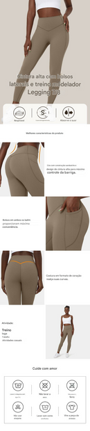 Leggings de treino com controle de barriga de cintura alta e bolsos laterais