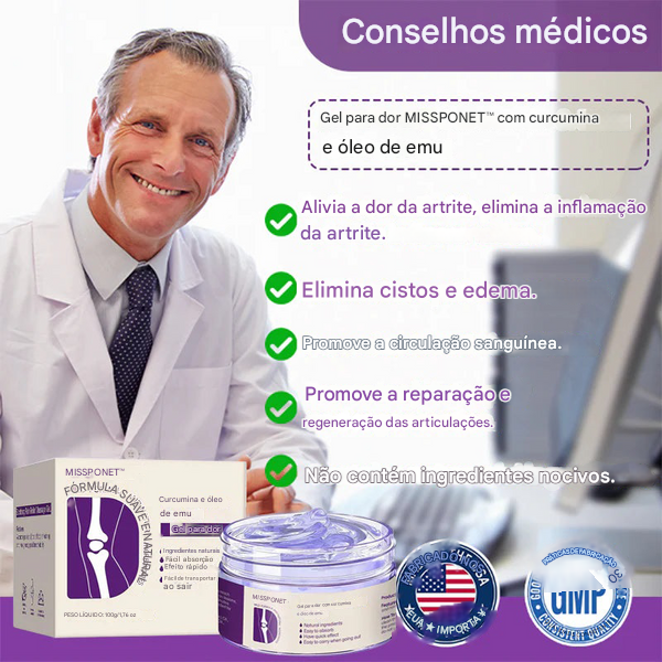 Gel para dor Misspone™ com curcumina e óleo de emu (Somente HOJE!)