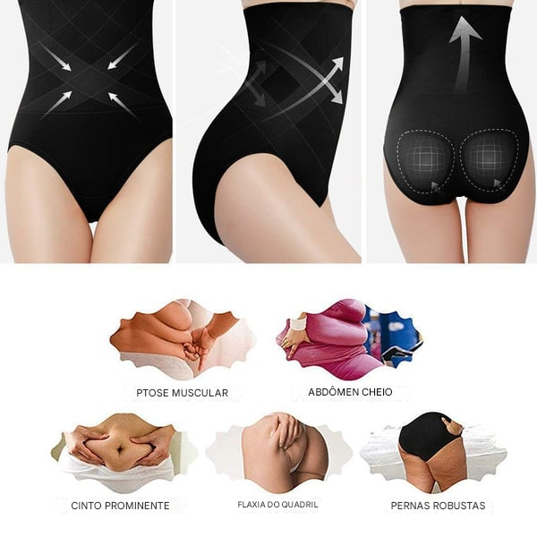 Calcinha modeladora de cintura alta com controle de barriga