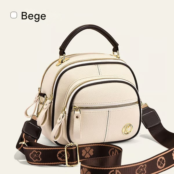 Bolsa transversal de couro com alça larga ajustável e compartimentos multifuncionais clássicos